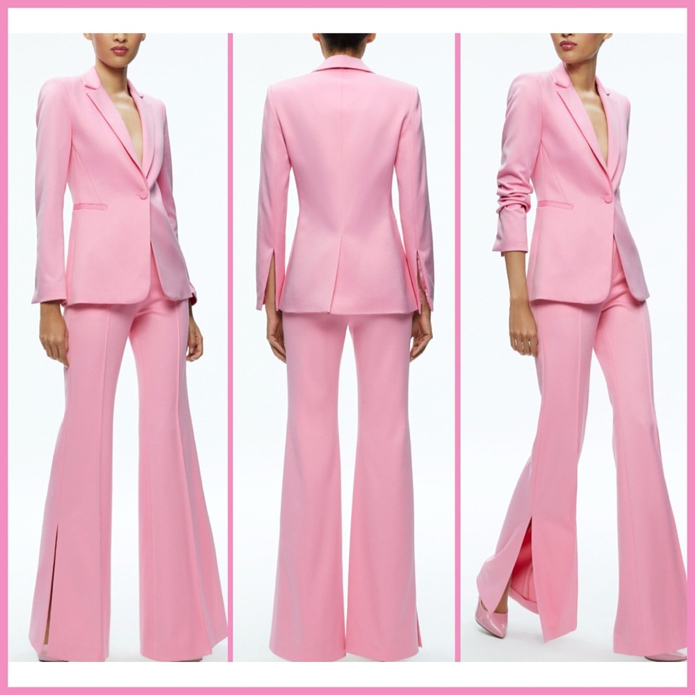 Alice + Olivia Macey Fitted Cherry Blossom Pink Blazer Jacket - Picture 6 of 14